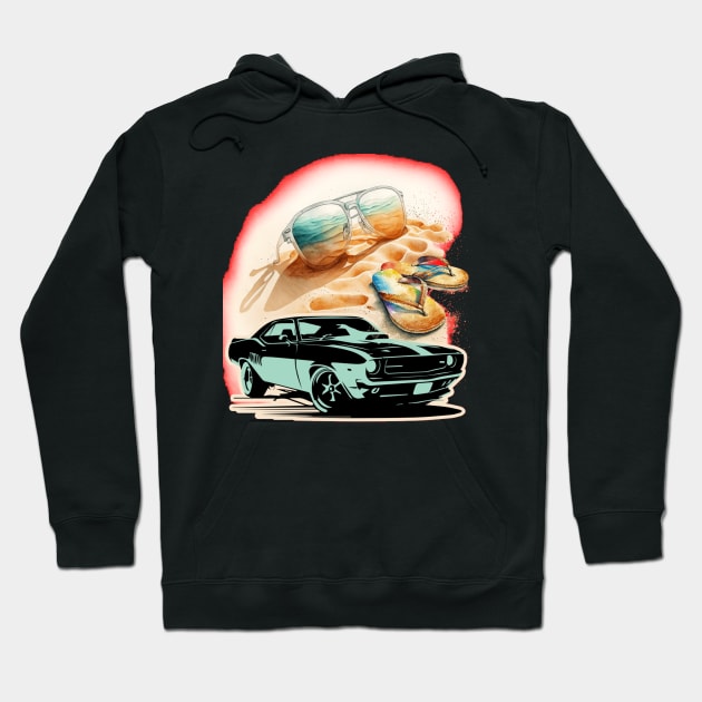 Let's Live, Vintage Car American customs,Funny Muscle Car Racing 70s Hot Road Rally Racing Lover Gifts Hoodie by Customo